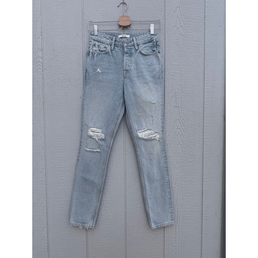 new GRLFRND Denim light wash distressed slim tapered Karolina jeans Don't Speak - Picture 2 of 11